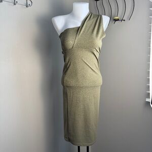 Pretty Little‎ Thing Women's One Shoulder Pencil Dress Olive Green 4 Cocktail